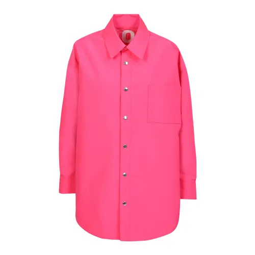 Khrisjoy , Flamingo Oversize Shirt with Clic Collar ,Pink female, Sizes: