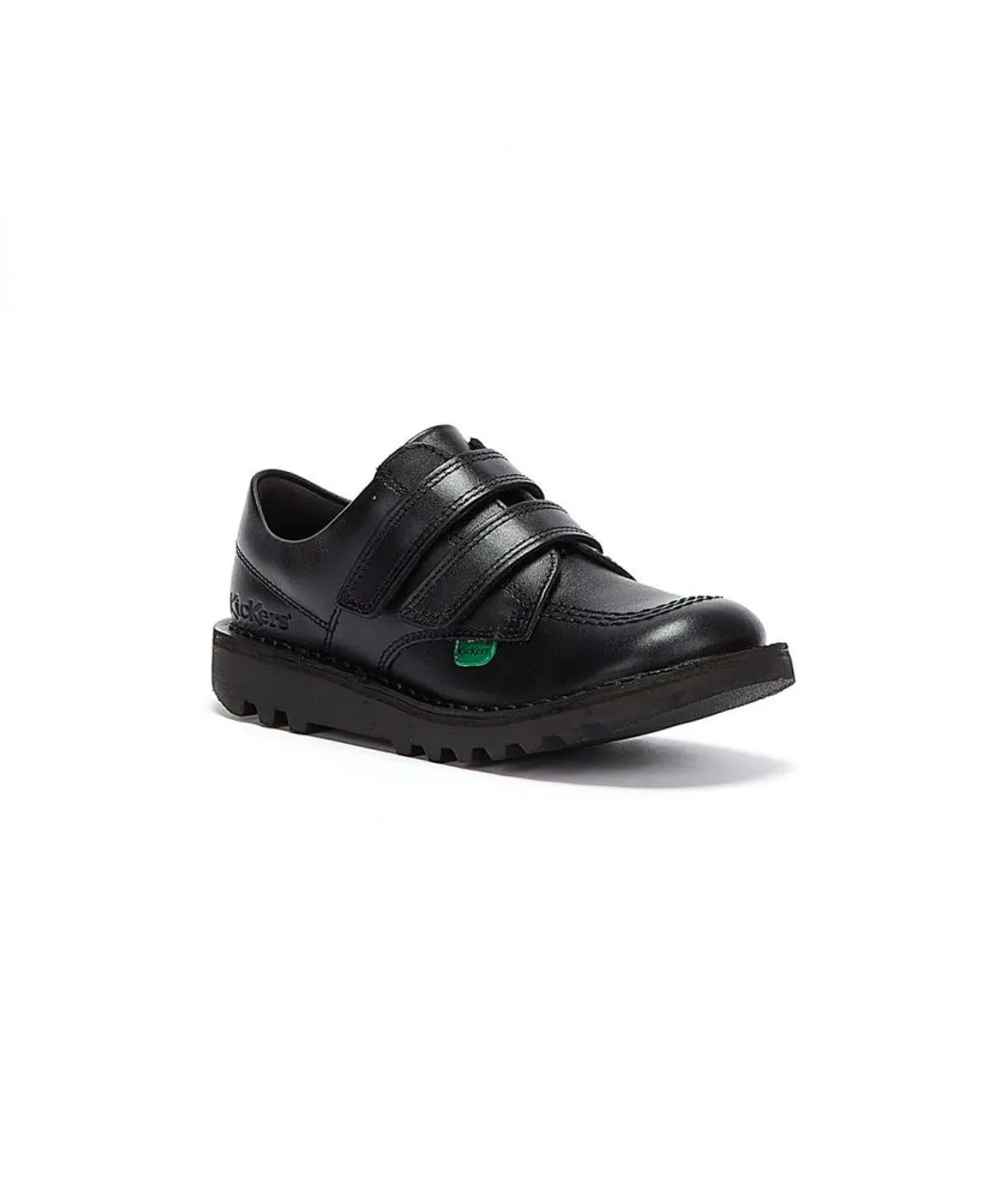 Kickers Baby Unisex Girls Toddlers Kick Lo Hook & Loop Closure Leather Shoes - (Black) Rubber