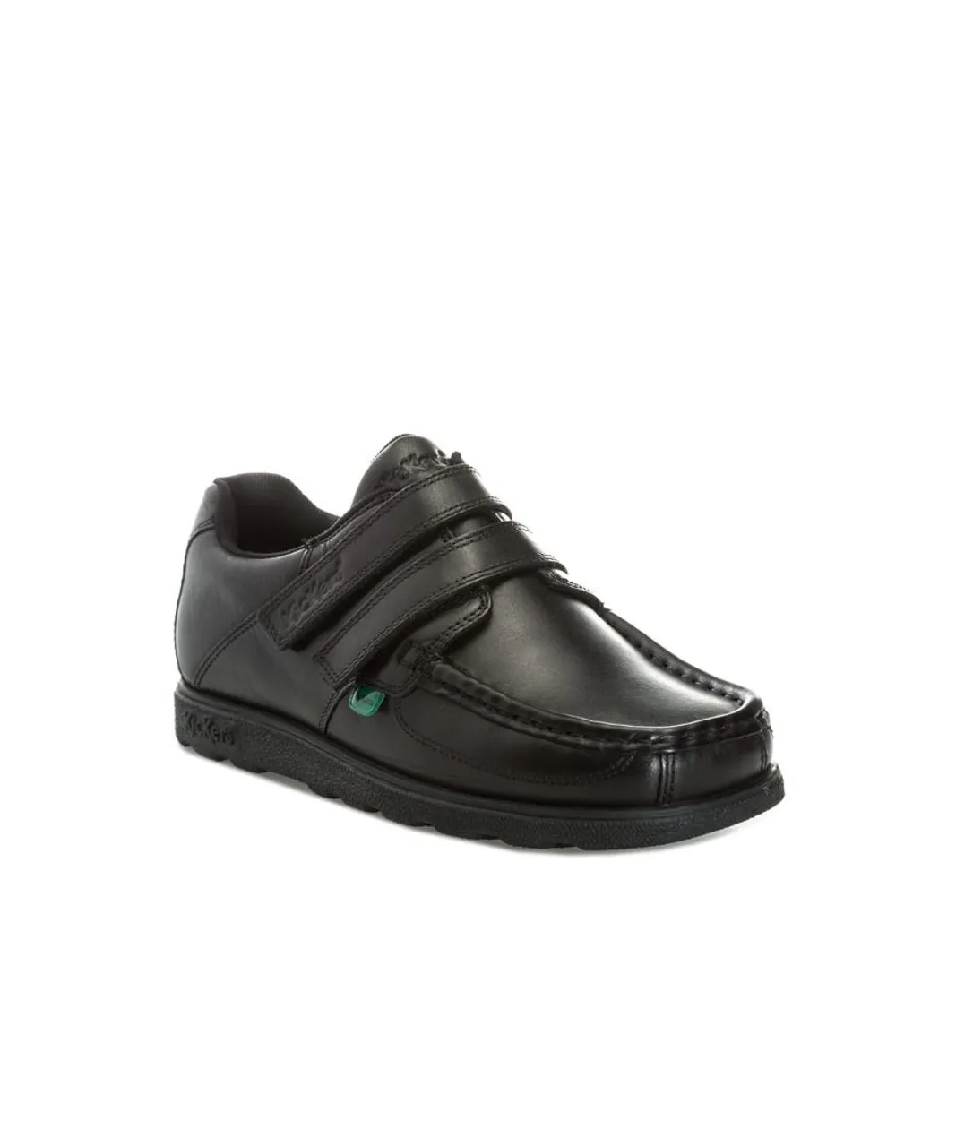 Kickers Boys Boy's Junior Fragma Strap Shoe in Black Leather