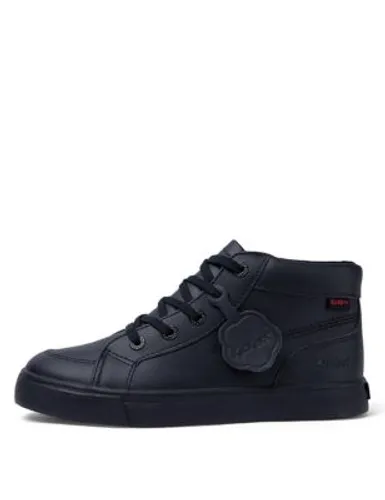 Kickers Boys Leather High Top School Shoes - 5 - Black, Black