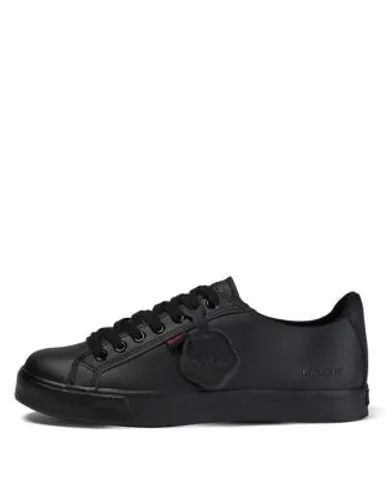 Kickers Boys Leather Lace School Shoes - 3 - Black, Black