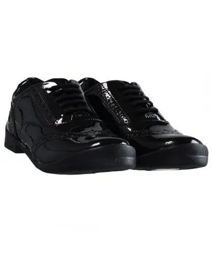 Kickers Childrens Unisex Bridie Brogue Kids Black Shoes Patent Leather