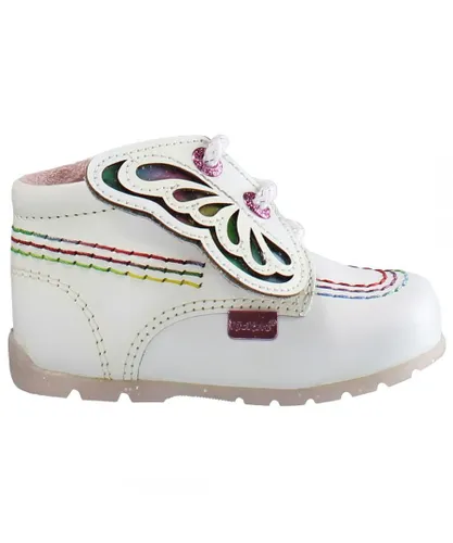 Kickers Childrens Unisex Hi Faires Kids White Boots Leather