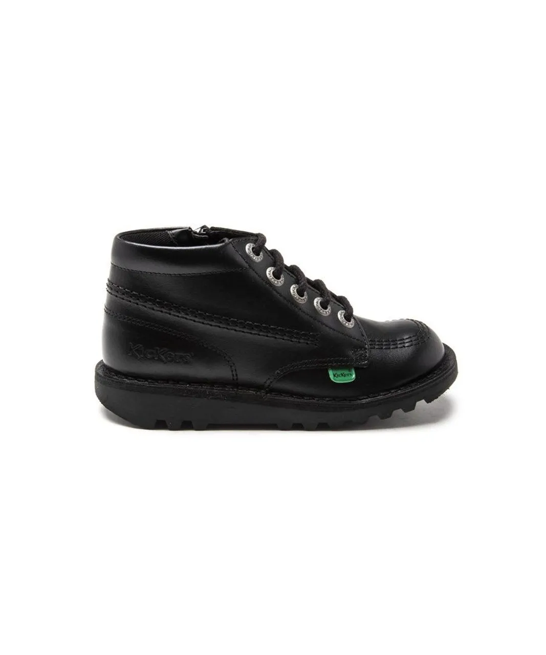 Kickers Childrens Unisex Kick Hi Zip Shoes - Black Leather (archived)