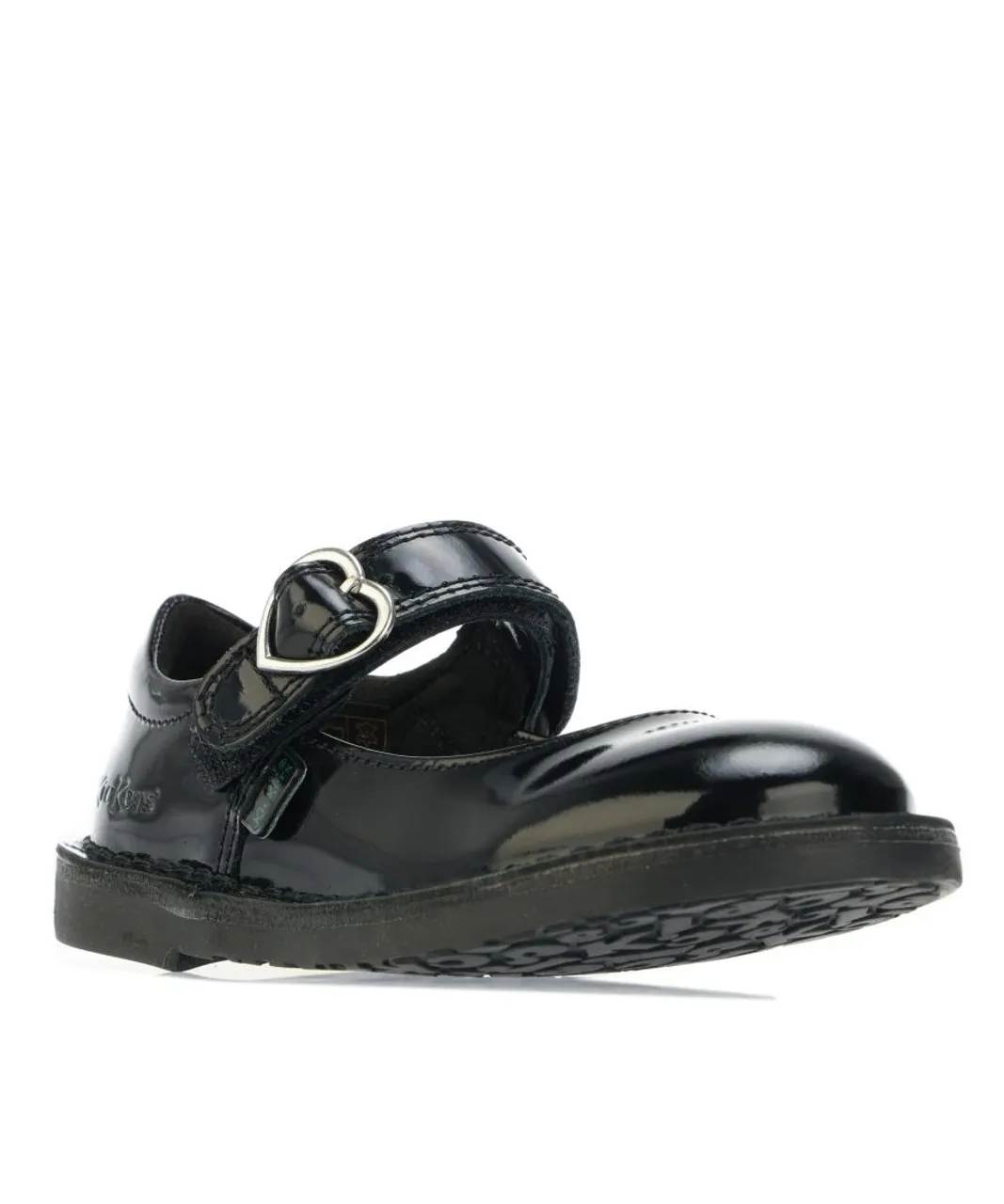 Kickers Girls Girl's Infant Adlar Heart Patent Shoe in Black Leather (archived)