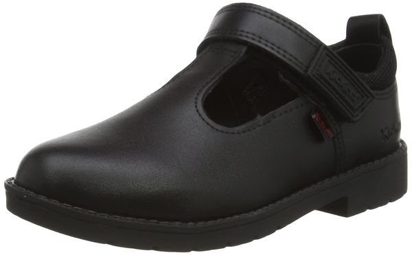 Kickers Girls Lachly T-Bar Black Leather School Shoes