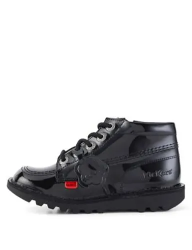 Kickers Girls Patent High Top School Shoes - 13 S - Black Patent, Black Patent