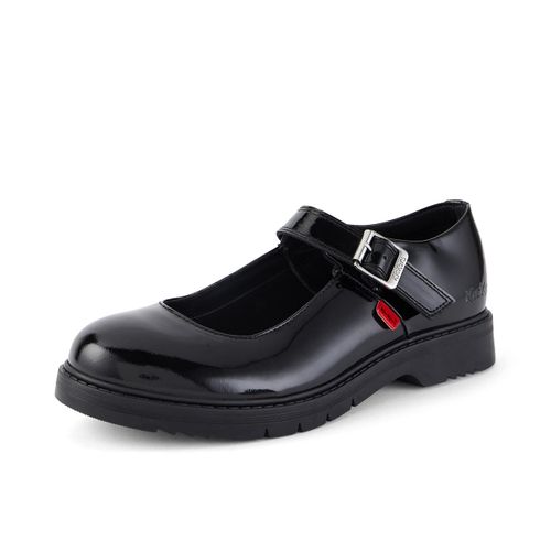 Kickers Girls Womens Finley Mary Jane Black Leather School Shoes
