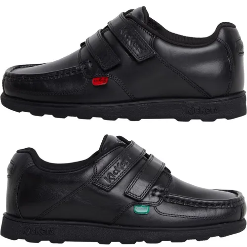 Kickers Junior Boys Fragma Strap Leather School Shoes Black