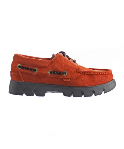 Kickers Lennon Mens Dark Orange Shoes - Red Leather