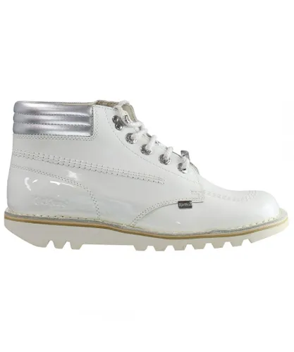 Kickers Throwback Ankle Womens White Boots Leather
