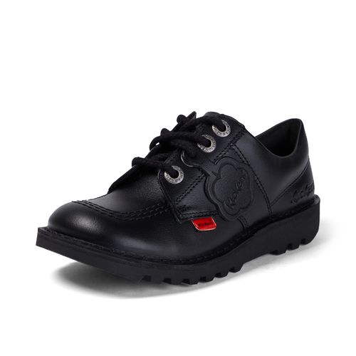 Kickers Unisex Kid's Kick Lo Black Leather School Shoes