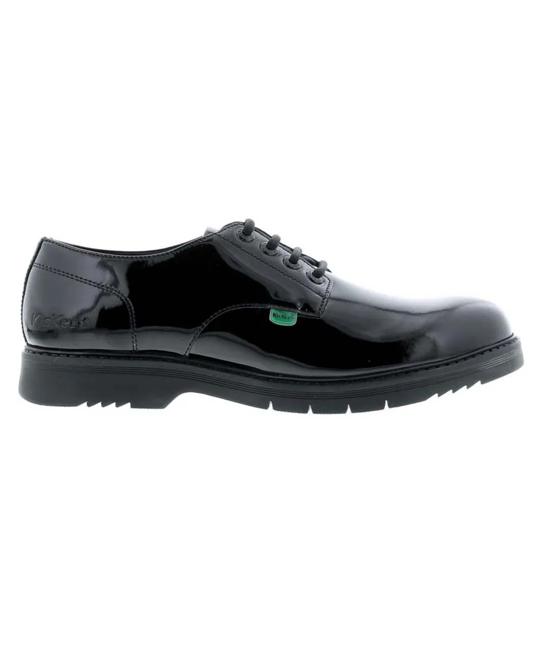 Kickers Womenss Finley Lace Up Patent Shoes in Black Leather