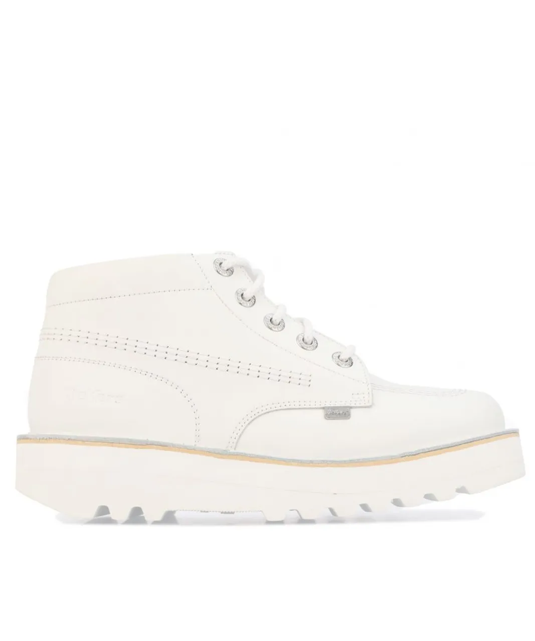 Kickers Womenss Kick Hi Stack Boots in White Leather