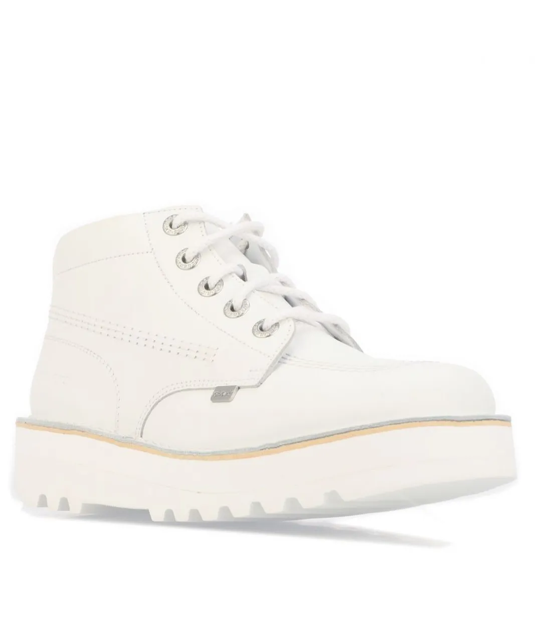 Kickers Womenss Kick Hi Stack Boots in White Leather
