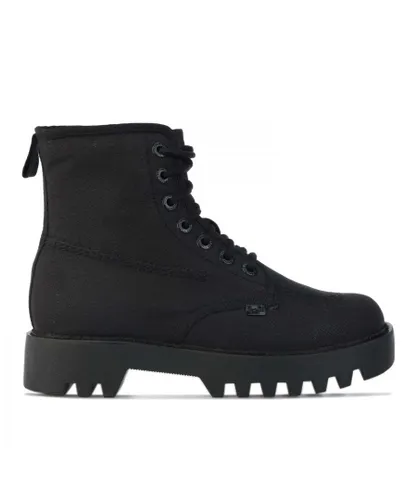 Kickers Womenss Kizziie Higher Text Boots in Black Textile