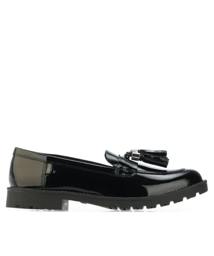 Kickers Womenss Lachly Loafer Tassle Shoes in Black Leather (archived)