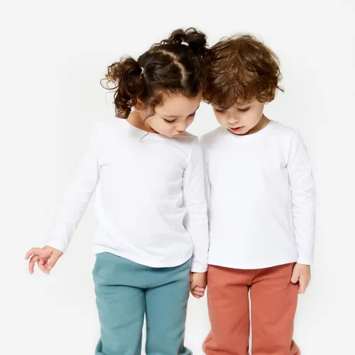 Kids' Basic Cotton Long-sleeved T-shirt - White