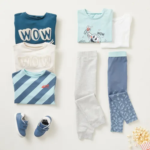 Kids' Cotton T-shirt Basic - Turquoise With Print