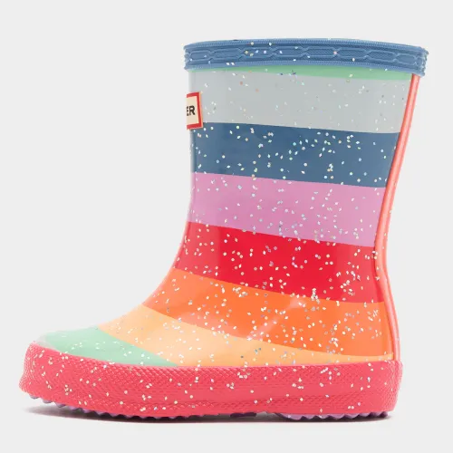 Kids' First Classic Glitter Rainbow Wellington Boots, Multi Coloured