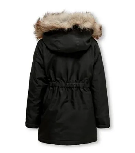 KIDS ONLY Black Faux Fur Hooded Parka Jacket New Look