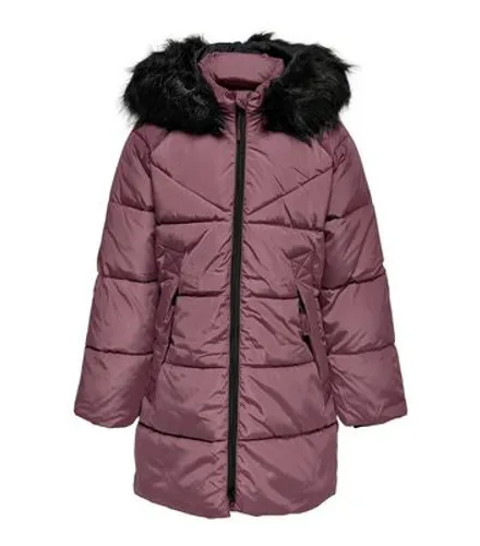 KIDS ONLY Mid Pink Long Hooded Puffer Coat New Look