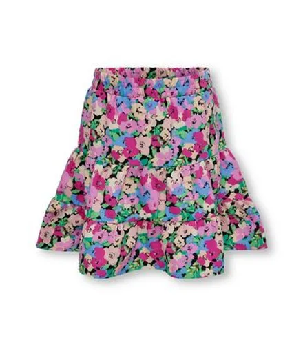 KIDS ONLY Pink Floral Tiered Hem Skirt New Look