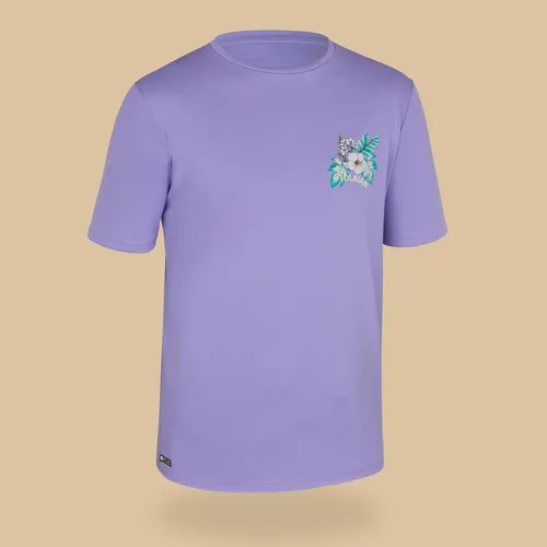 Kid's Short-sleeved Water T-shirt Hibiscus Purple