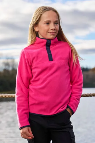 Kids Snap Button Pullover Fleece - Bright Pink