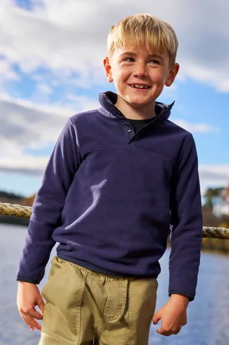 Kids Snap Button Pullover Fleece - Navy