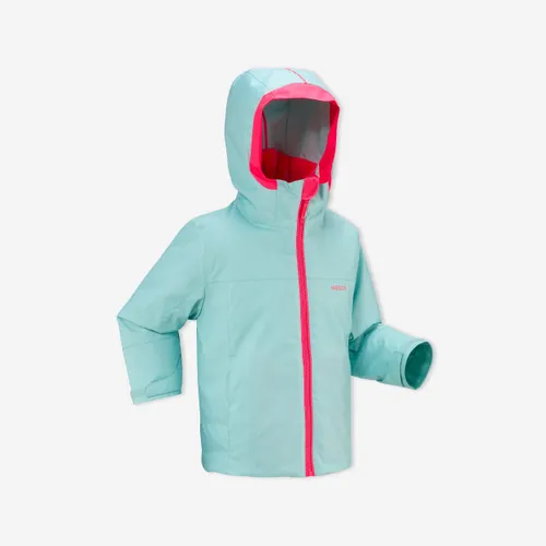 Kids’ Warm And Waterproof Ski Jacket 500 Pull'n Fit Turquoise
