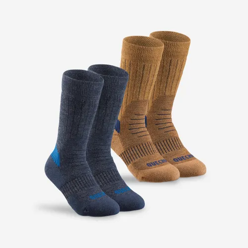 Kids’ Warm Hiking Socks Sh100 Mid 2 Pairs
