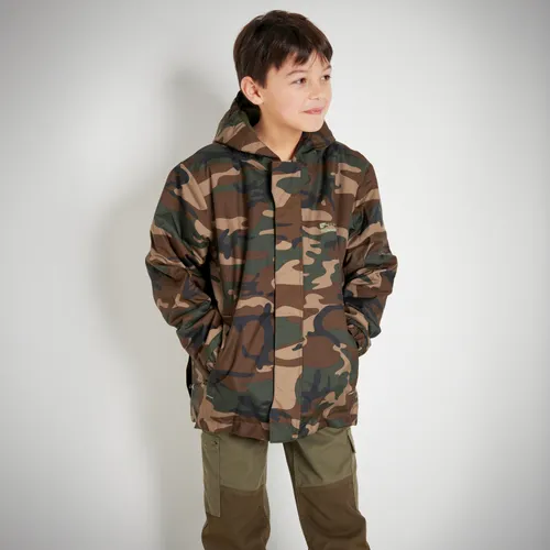 Kids Warm Jacket 100 Camouflage Woodland