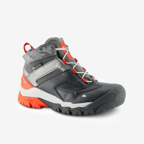 Kids’ Waterproof Hiking Shoes - Crossrock Mid 28 To 34 - Grey