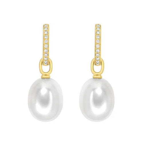 Kiki Classics 18ct Yellow Gold, Pearl Drops With 0.13cttw Diamond Hoop Earrings