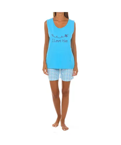 Kisses&Love Womens I Love Him sleeveless pajamas KL45201 women - Blue