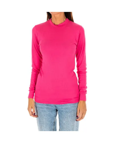 Kisses&Love Womens Long-sleeved T-shirt with half-high collar 1625-M women - Pink