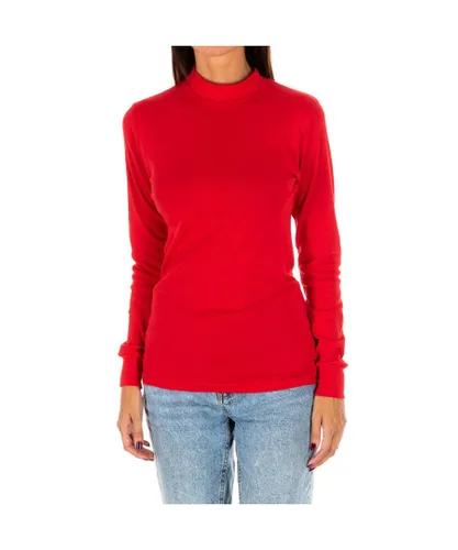 Kisses&Love Womens Long-sleeved T-shirt with half-high collar 1625-M women - Red
