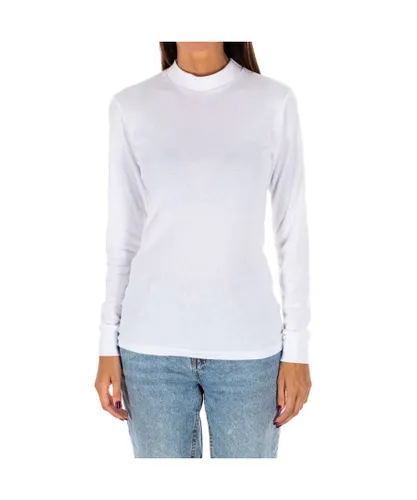 Kisses&Love Womens Long-sleeved T-shirt with half-high collar 1625-M women - White