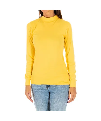 Kisses&Love Womens Long-sleeved T-shirt with half-high collar 1625-M women - Yellow