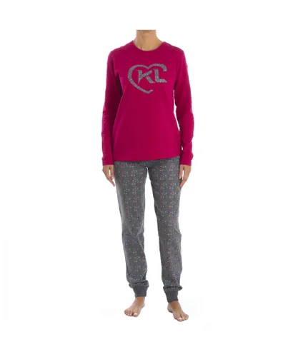 Kisses&Love Womenss winter pajamas KL45223 - Pink Cotton