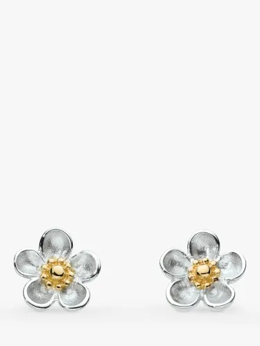 Kit Heath Wood Rose Flower Stud Earrings, Silver/Gold - Silver/Gold - Female