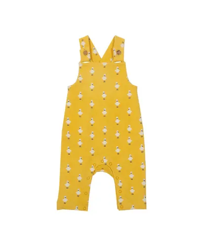 Kite Clothing Baby Unisex Polka Duck Dungarees - Yellow cotton
