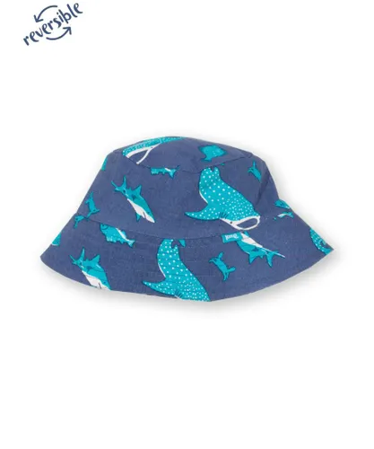 Kite Clothing Boys Fish Sos Sun Hat - Navy Cotton