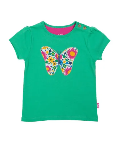Kite Clothing Girls Butterfly T-Shirt - Green Cotton