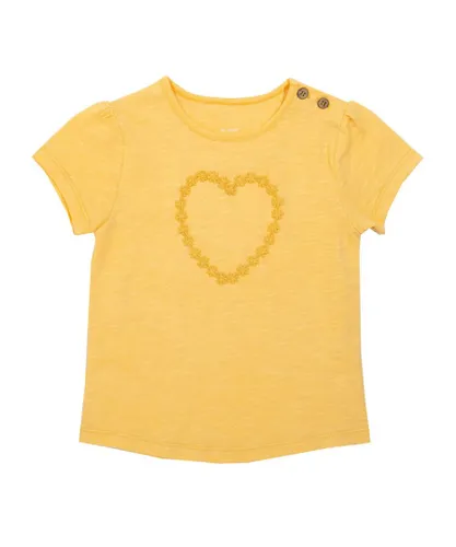 Kite Clothing Girls Daisy Heart T-Shirt - Yellow Cotton