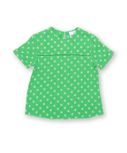 Kite Clothing Girls Daisy Meadow Blouse - Green Cotton