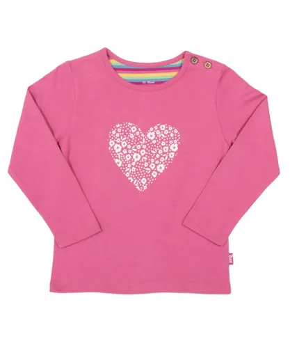 Kite Clothing Girls Ditsy Heart T-Shirt - Pink Cotton