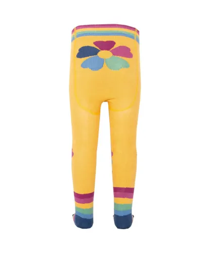Kite Clothing Girls Rainbow Flower Tights - Yellow Cotton