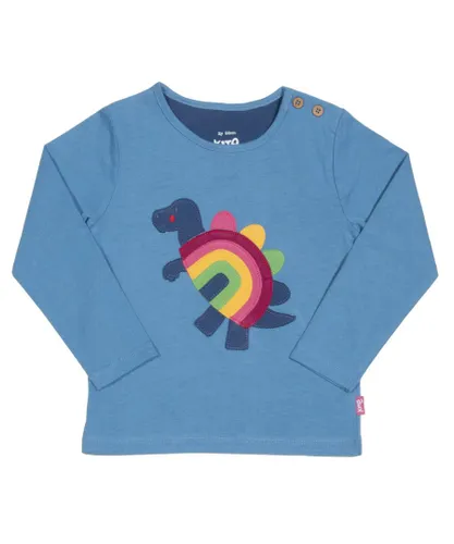 Kite Clothing Girls Rainbow-Saurus T-Shirt - Blue Cotton